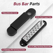 RVBOATPAT Power Distribution Block 12V 150A 1/4" Stud Marine Bus Bar 12 Volt DC Battery Busbar for Boat Automotive Solar Wiring
