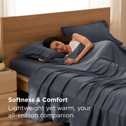Bedsure Queen Sheet Set - 4 Pieces Soft, Breathable, Cooling Bed Sheets | Hotel Luxury Bedding for Kids, Women & Men, Oeko-Tex, Easy Care, Deep Pocket, Fade Resistant, Shrink Resistant, Emboss Design