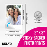 Nelko PP01 Photo Printer, 2x3 Portable Photo Printer, Mini Printer, White | Instant Color Inkjet Printer for Smartphone, Sticky-Back Photos, Bluetooth Compatible with iOS & Android, AI App Editing