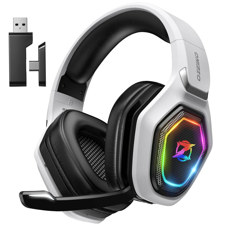 Ozeino Wireless Gaming Headset for PS5, PC, Switch| Lossless Audio-40H Batt | Play & Charge, 2.4GHz USB & Type-C, Flip Mic, Works with PS4, Mac, laptop, mobile, Ideal for FPS, RPG