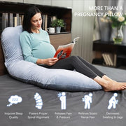 MOON PARK Pregnancy Pillows for Sleeping - 57 Inch U Shaped Full Body Maternity Pillow with Removable Cover - Support for Back, Legs, Belly, Hips - Pregnancy Pillow for Women - Grey