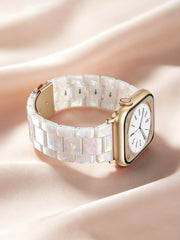 V-MORO Resin Bands Compatible with Apple Watch Band,41mm/40mm/38mm/42mm | Fashion Lightweight Strap for iWatch Series 12/11/10/9/8/7/6/5/4/3/2/1,Women Jewelry Dressy Bracelet Adjustable,Ivory White