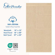 Cotton Paradise 100% Cotton Turkish Towel Set, Soft Absorbent Quick Dry, 6 Piece Towel Set, Beige