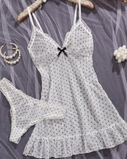 Polka Dot Mesh Sleep Dress Set