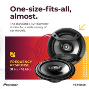 Pioneer F-Series TS-F1634R 6.5" 2-Way Coaxial Car Speakers 200W Max | Great Factory Speaker Replacement, Balanced Sound + Smooth Treble, High-Efficiency Speaker Designed for OEM Power