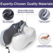 napfun Neck Pillow for Traveling, Upgraded Travel Neck Pillow for Airplane 100% Pure Memory Foam Travel Pillow for Flight Headrest Sleep, Portable Plane Accessories, Light Grey