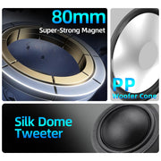 6.5" 800W Marine Speakers, IP66 Waterproof Boat Stereo Speakers with LED Lights, 2-Way Coaxial Audio, Y35 Woofer, for Marine/ATV/Motorcycle/Golf Cart/Motorhome/Powersports/Patio/Poolside/Deck/Home