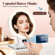 B Beauty Planet Magnifying Mirror with Light 30X, 2000mAh 1X/ 30X Magnifying Makeup Mirror with Standable Base & Tweezers, 3 Color Modes with Adjustable Brightness& Smart Display, Foldable for Travel