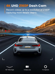 galphi 4K Dash Cam Front, 5GHz WiFi, 32GB Card Included, Mini Dashcam | Screen-Free, APP Control, 160° Wide Angle, G-Sensor, Loop Recording, 24H Parking Monitor, Night Vision, Easy Install