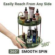Asayuee 360 Rotating Makeup Organizer for Vanity,2 Tier Large Capacity Skincare Organizers,Bathroom Counter Organizer, Spinning Perfume Organizer & Vanity Organizer (Green-2 Tier)