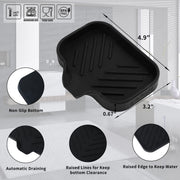 MicoYang Silicone Soap Dish with Drain Spout, Self-Draining Sink Organizer Tray for Bathroom and Kitchen, Sponges, Dispensers and Soap Holder, Non-Slip and Dishwasher Safe, Black (Compact, 4.9"×3.2")