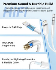 Aux Cord for iPhone,[Apple MFi Certified] Lightning to 3.5 mm AUX Cable for Car Stereo, Speaker, Headphone, Auxiliary Audio Cable Compatible with iPhone 14 13 12 11 XS XR X 8 7 3.3FT White