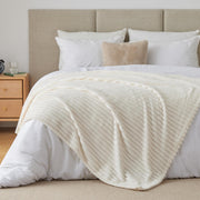 BEDELITE Ribbed Fleece Throw Blanket for Couch, Cream, 50"x60" | Ultra-Soft Plush Fleece, Cozy, Warm Yet Lightweight, Ribbed Texture, Home Decor, Machine Washable, Giftable, All-Season Use