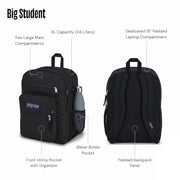 JanSport Laptop Backpack - Computer Bag with 2 Compartments, Ergonomic Shoulder Straps, 15” Laptop Sleeve, Haul Handle - Black
