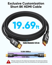 Highwings Long HDMI Cable 20 FT, 10K 8K Ultra HD High Speed 2.1 HDMI 48Gbps | Braided HDMI Cord-4K@120Hz 8K@60Hz, DTS:X, HDCP 2.2&2.3,eARC, HDR 10 Compatible with DVD Player/PS5/HDTV/Blu-ray