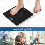 Vitafit Bathroom Scale for Body Weight Accuracy 0.1lb, Weight Scale 400lb | Professional Factory Since 2001 Digital Weighing Scales for Weight, Step On and 3xAAA Included, LED, Spray Silver Black