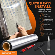 Upgraded One Way Window Privacy Film Sun Heat Blocking, 17.5" x 78.7" | Reflective Mirror Window Tint for Home Glass Windows Cover See Out Not In, Static Cling, Anti-UV, Anti-Glare, Black-Silver