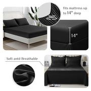 JOLLYVOGUE Queen Comforter Set, Ultra-Soft Bed in a Bag Queen Size 7 Pieces, Oeko-TEX Certified Bedding Set with Down Alternative Comforter, Sheets, Pillowcases & Shams, Black