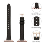 STIROLL Slim Leather Band Compatible with Apple Watch Bands for Women | Genuine Leather Thin Strap, 40/41/38/42mm(Series 12 11 10), Fits iWatch SE 9 8 7 6 5 4 3 2 1, for Small Wrists, Daily Wear