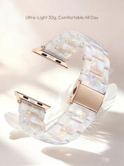 V-MORO Resin Bands Compatible with Apple Watch Band,41mm/40mm/38mm/42mm | Fashion Lightweight Strap for iWatch Series 12/11/10/9/8/7/6/5/4/3/2/1,Women Jewelry Dressy Bracelet Adjustable,Ivory White