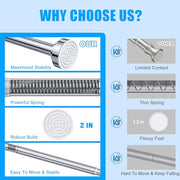 TEECK Shower Curtain Rod, 32-80 inch Adjustable Spring Tension Curtain Rod, Never Rust Anti-Slip Shower Curtain Rod for Bathroom, No Drilling, Never Collapse, Easy to Use, Silver