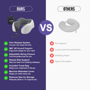 napfun Neck Pillow for Traveling, Upgraded Travel Neck Pillow for Airplane 100% Pure Memory Foam Travel Pillow for Flight Headrest Sleep, Portable Plane Accessories, Light Grey