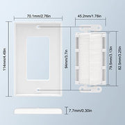 VCE Brush Wall Plate Cable Pass Through with Bracket, White, 2-Pack