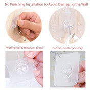 DDMY Adhesive Wall Hooks Clear 50lb(Max) Heavy Duty Hanging Sticky-10 Pack | Heavy Duty Hooks for Walls Hanging 50 lbs No Damage, Waterproof Sticky Transparent Ceiling Hook for Towel/Kitchen/Outdoor