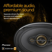 Pioneer A-Series Plus TS-A1681F 6.5" 4-Way Coaxial Car Speakers 350W Max | Ideal Factory Upgrade, Balanced Sound + Smooth Treble, Enhanced Bass, Installation Adaptors Included