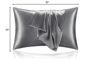 BEDELITE Satin Pillowcases, Queen Size 20x30 Inch, Dark Grey, Set of 2 | Similar to Silk Pillow Cases, Soft and Cooling, Reduces Friction, Gentle on Hair and Skin, Envelope Closure, Women Men Gift