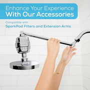 SparkPod Rain Shower Head, 6 Inch Round, Luxury Polished Chrome Finish | High Pressure Shower Heads, 90 Nozzles, Adjustable Showerhead, No Tools Needed, Universal Connection