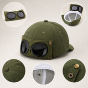 Detachable Goggle Pilot Baseball Cap
