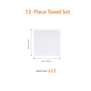 Amazon Basics Cotton Washcloths, Lightweight Quick-Dry, Absorbent Face and Body Towel Set, 12" x 12", White, 12-Pack