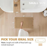 MIULEE Set of 2 Waffle Bathroom Rugs Boho Bath Mat Brown 18x30 Inch | Non Slip, Super Absorbent, Washable, Ultra Soft, Rubber Backed Bath Rugs for Bathroom Floor Tub Shower
