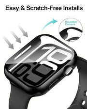 Smiling 2 Pack Case Built in Tempered Glass Screen Protector Compatible with Apple Watch Series 11 (2025)/Series 10 46mm, Hard PC Case Overall Protective Cover- Black