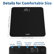 Vitafit Bathroom Scale for Body Weight Accuracy 0.1lb, Weight Scale 400lb | Professional Factory Since 2001 Digital Weighing Scales for Weight, Step On and 3xAAA Included, LED, Spray Silver Black