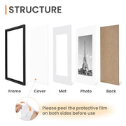 upsimples 8x10 Picture Frames, Gallery Wall Frames Set of 5, Black | Photo Frame Collage Wall Decor, 8 x 10 Frame, 5x7 Frame with Mat for Family, Baby, Hallway, Christmas
