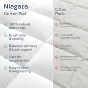 Niagara Sleep Solution 100% Cotton Top Queen Size Mattress Pad, Pillow Top | Cloud-Like Soft Mattress Topper, Breathable Cover, 20" Deep Pocket, Back Pain Relief, Perfect for Hot Sleepers, White