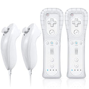 FASIGO Remote Controller with Nunchuck, Compatible with Nintendo Wii/Wii U | 2 Pack, White