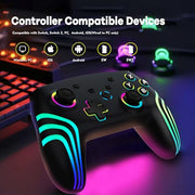 MYSTILUCK Wireless Pro Controller for Switch/Switch 2/Lite/OLED/PC | Gamepad with 7 Color-Changing RGB Lighting/Dual Vibration/6-Axis Gyroscope/Turbo, Ergonomically Designed Precise Joystick