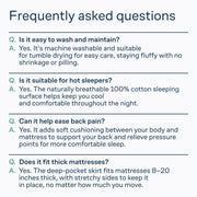Niagara Sleep Solution 100% Cotton Top Queen Size Mattress Pad, Pillow Top | Cloud-Like Soft Mattress Topper, Breathable Cover, 20" Deep Pocket, Back Pain Relief, Perfect for Hot Sleepers, White