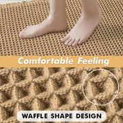 MIULEE Set of 2 Waffle Bathroom Rugs Boho Bath Mat Brown 18x30 Inch | Non Slip, Super Absorbent, Washable, Ultra Soft, Rubber Backed Bath Rugs for Bathroom Floor Tub Shower