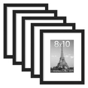 upsimples 8x10 Picture Frames, Gallery Wall Frames Set of 5, Black | Photo Frame Collage Wall Decor, 8 x 10 Frame, 5x7 Frame with Mat for Family, Baby, Hallway, Christmas