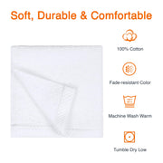 Amazon Basics Cotton Washcloths, Lightweight Quick-Dry, Absorbent Face and Body Towel Set, 12" x 12", White, 12-Pack