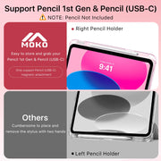 Moko for iPad A16 11th Generation Case 11 Inch 2025 with Pencil Holder,Pink | For iPad 10th Generation Case 10.9 Inch 2022, Slim Light Trifold Protective Cover with Hard PC Translucent Back Shell