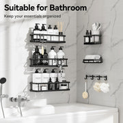 YASONIC Shower Caddy Adhesive, Rustproof Shower Shelves for Inside Shower | Large Capacity Shower Organizer, 6 Pack Bathroom Accessories with Soap Holder, No Drilling Bathroom Organizers and Storage