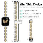 MioHHR Slim Metal Band Compatible with Apple Watch Bands 42/41/40/38mm | Thin Luxury Stainless Steel iWatch Bands Series 12/11/10/9/8/7/6/5/4/3/2/1/SE3/SE2/SE for Women,Silver/Gold