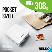 Nelko PP01 Photo Printer, 2x3 Portable Photo Printer, Mini Printer, White | Instant Color Inkjet Printer for Smartphone, Sticky-Back Photos, Bluetooth Compatible with iOS & Android, AI App Editing