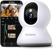 blurams Security Camera, 2K Indoor Camera 360° Pet Camera for Home Security | Motion Tracking, Dual-Band WiFi6, 2-Way Audio, IR Night Vision, Siren, Compatible with Alexa & Google Assistant