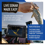 Lowrance Eagle Eye 9 Live Sonar Fish Finder with Preloaded C-MAP Charts | 9-inch IPS display, Live Forward, Live Down, CHIRP, FishReveal, included transducer